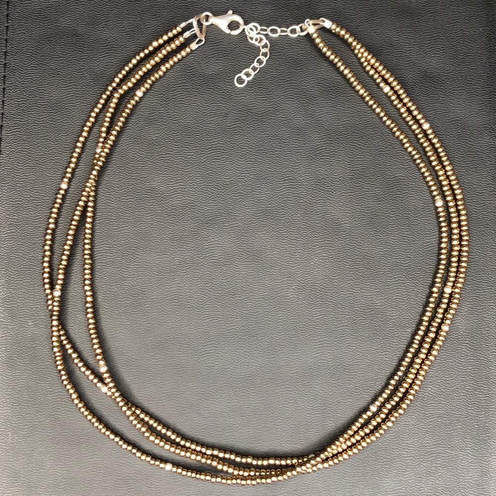 Retired Silpada 3 Strand Bronze/Sterling Necklace